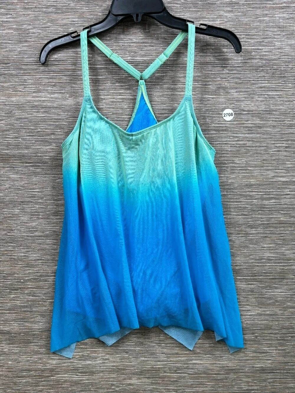Coco Reef Bra Sized Ombre Blue & Green Flowy Tankini Swim Top Size 34D - Picture 1 of 8